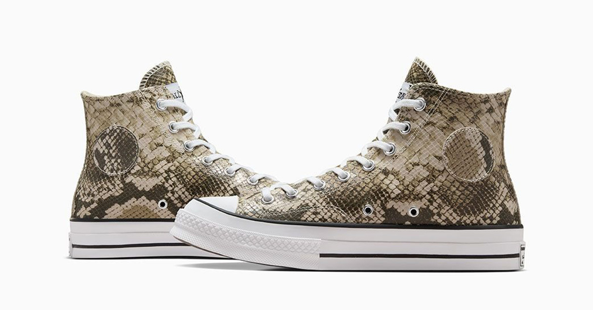 Official images of the Stüssy x converse Low Chuck 70 ‘Snakeskin’